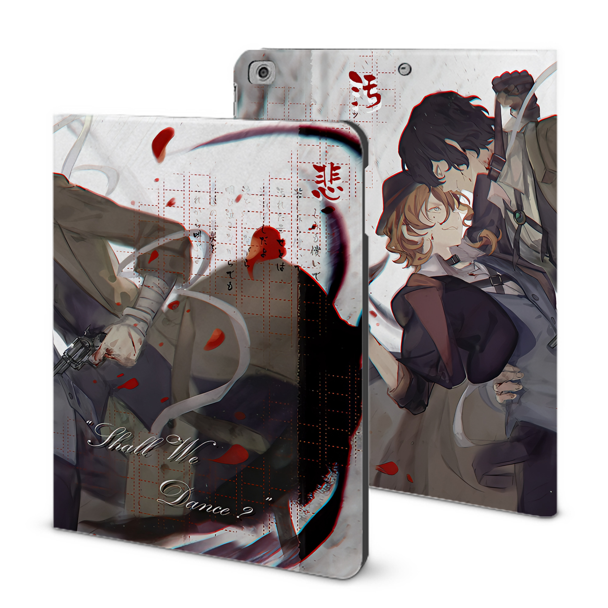 （画像用） 文豪ストレイドッグス Bungo Stray Dogs IPad ケース ブック型 PUレザー TPU 耐衝撃 軽量 薄型 ペン収納なし 全面保護 IPad 各モデル対応